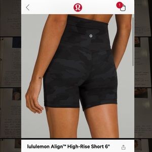 Lululemon High Rise Align Shorts 6” Camo